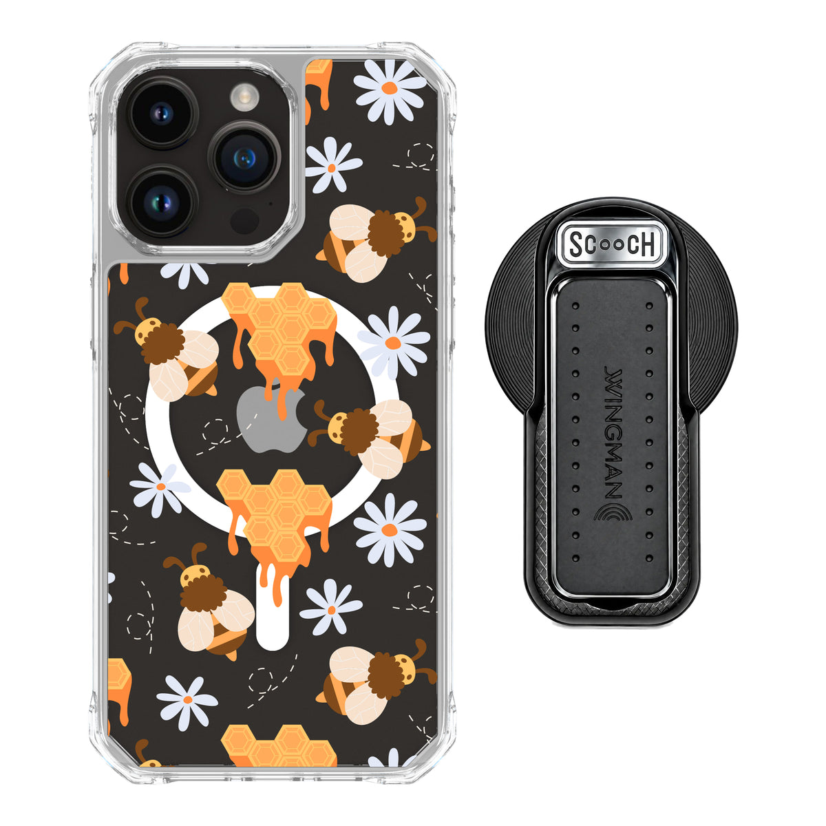 MagCase Honey Bees for iPhone 15 Pro Max with Black Wingback for MagSafe