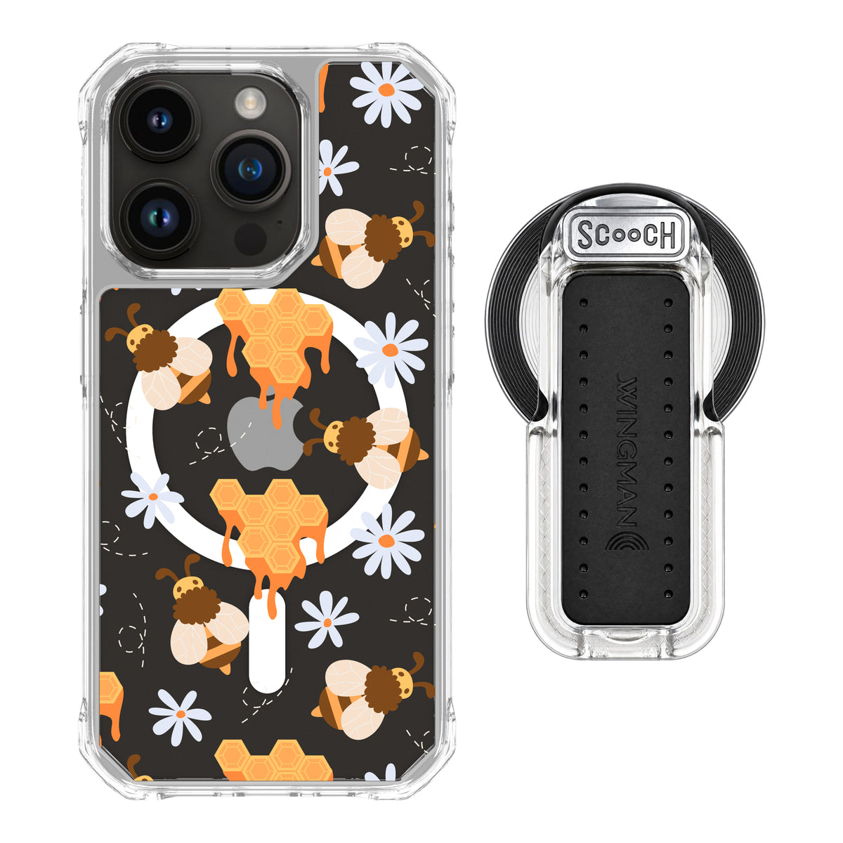 MagCase Honey Bees for iPhone 15 Pro with Clear Wingback for MagSafe
