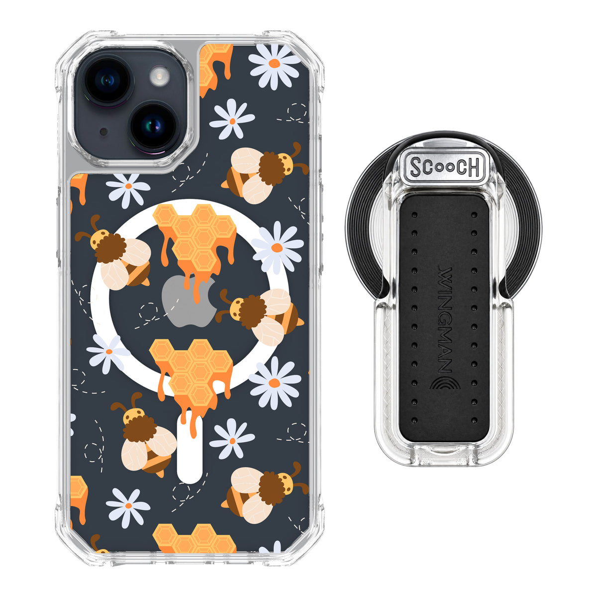 MagCase Honey Bees for iPhone 15 with Clear Wingback for MagSafe