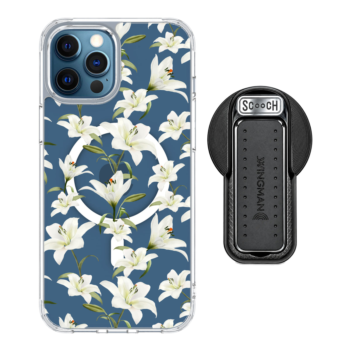 MagCase Lilies for iPhone 12 Pro Max with Black Wingback for MagSafe