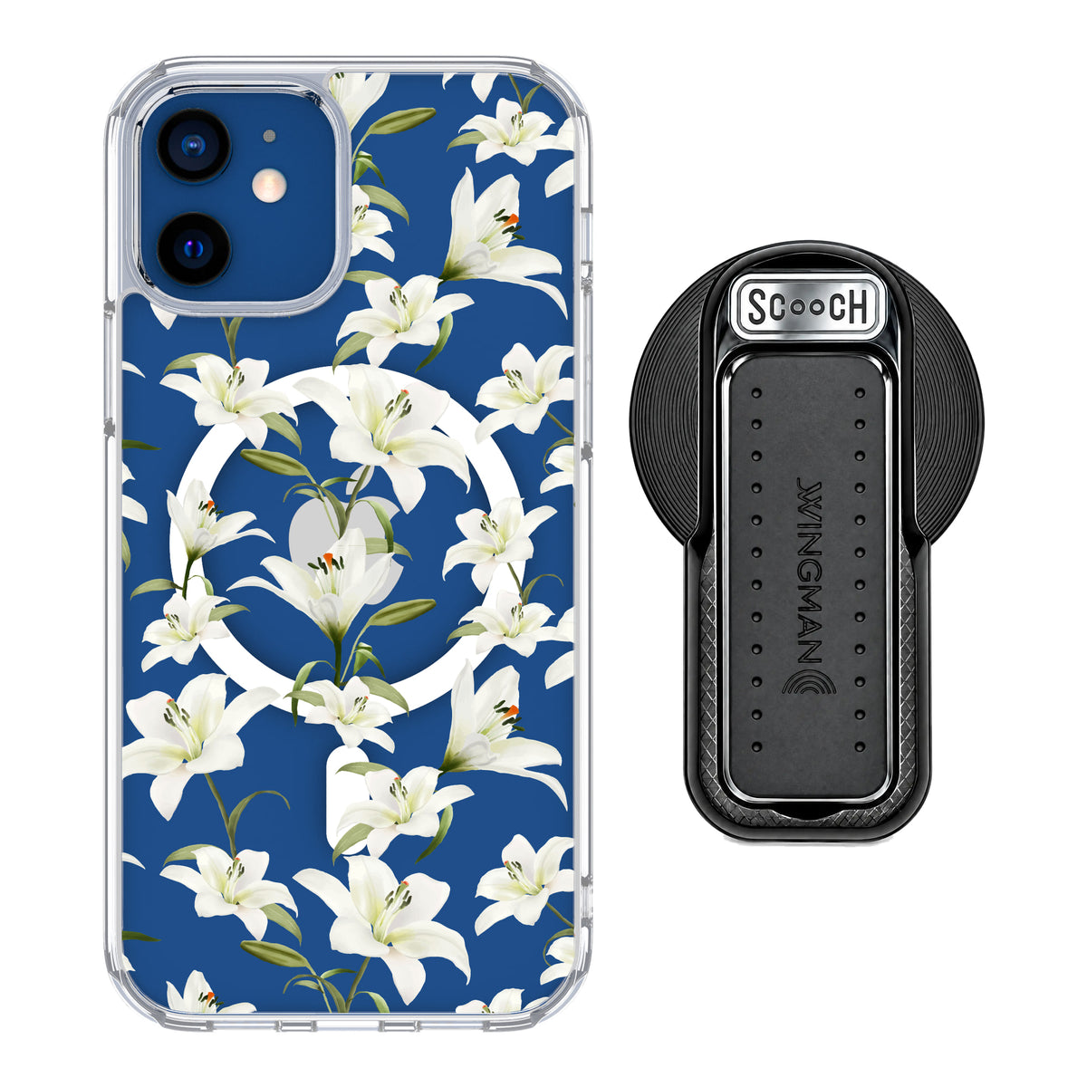 MagCase Lilies for iPhone 12 with Black Wingback for MagSafe