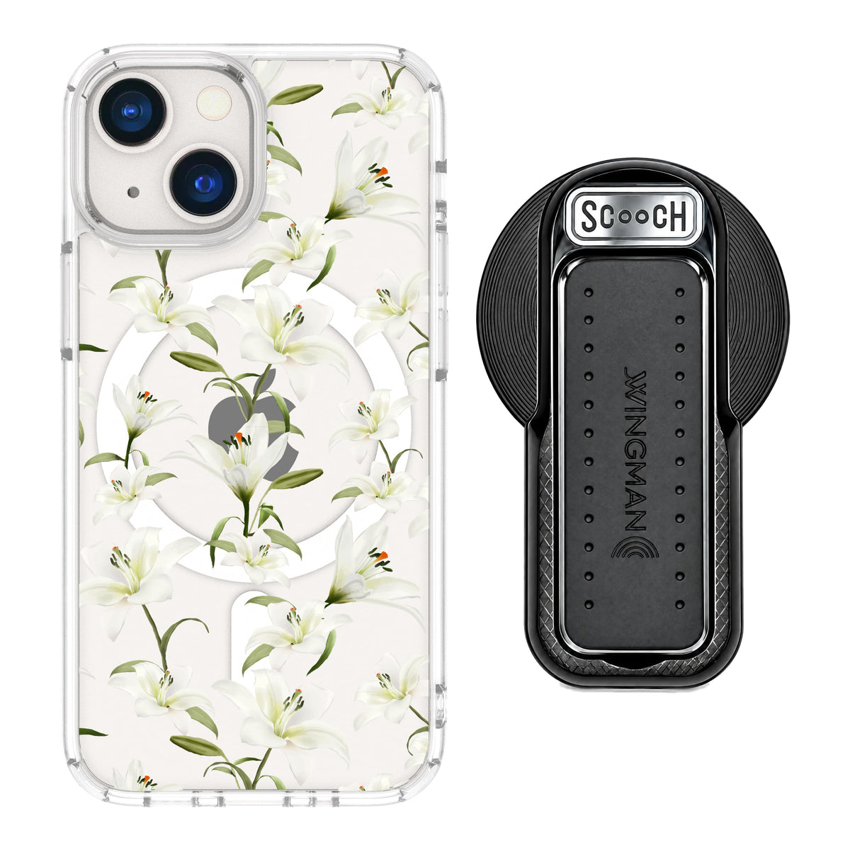 MagCase Lilies for iPhone 13 mini with Black Wingback for MagSafe