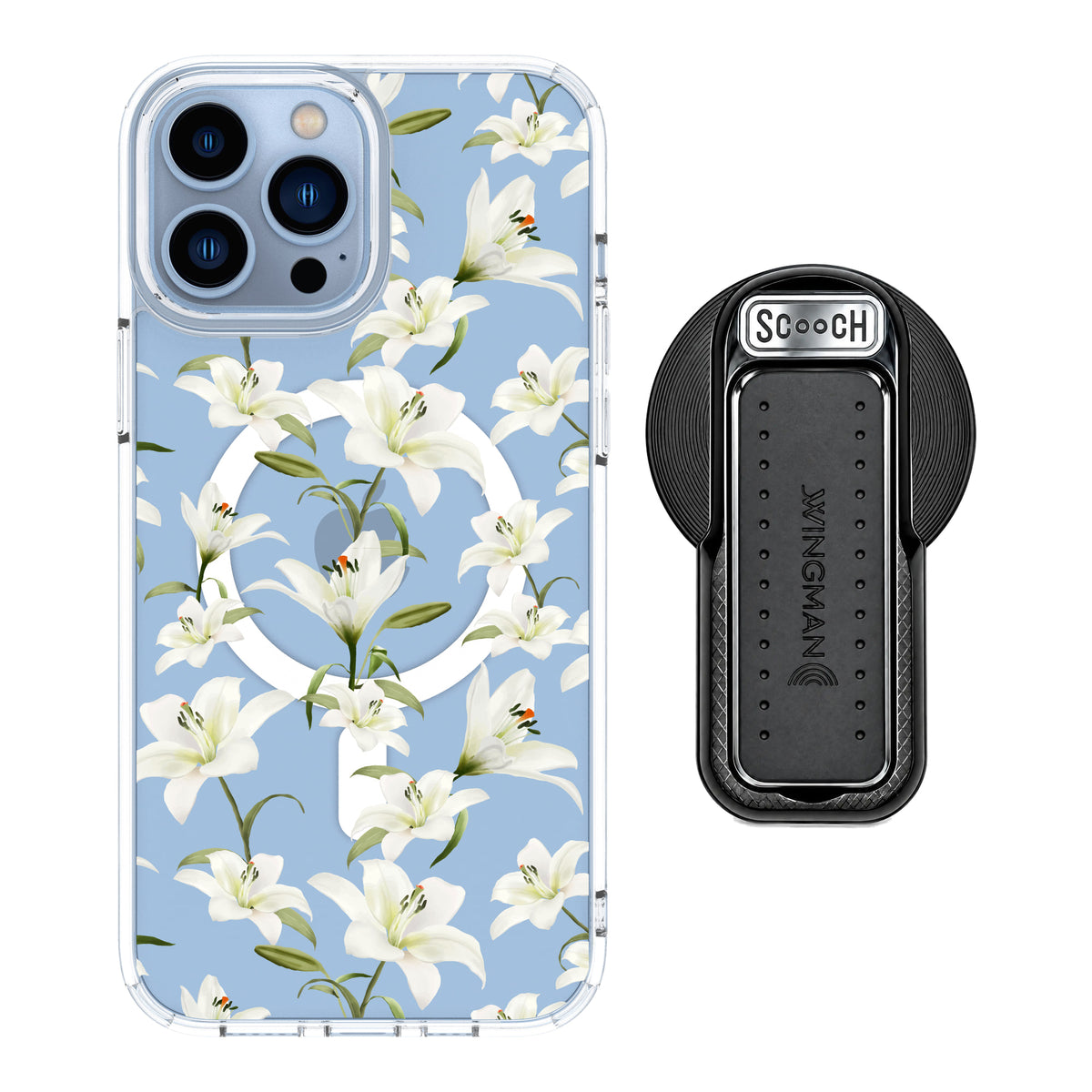 MagCase Lilies for iPhone 13 Pro Max with Black Wingback for MagSafe