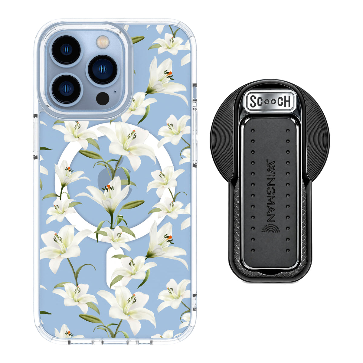 MagCase Lilies for iPhone 13 Pro with Black Wingback for MagSafe