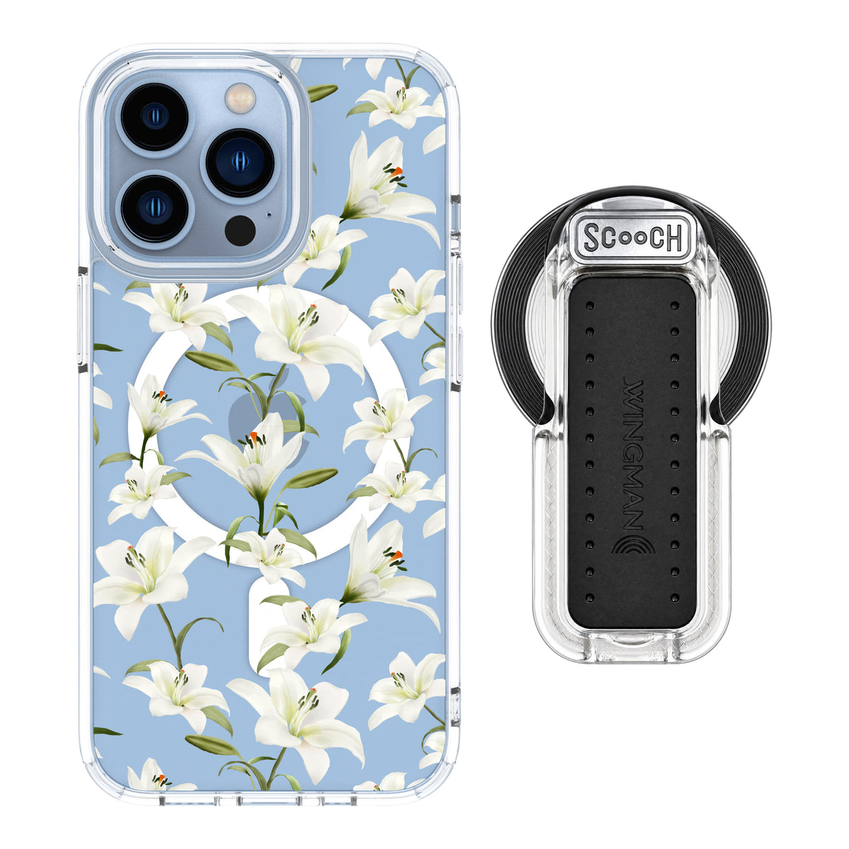 MagCase Lilies for iPhone 13 Pro with Clear Wingback for MagSafe