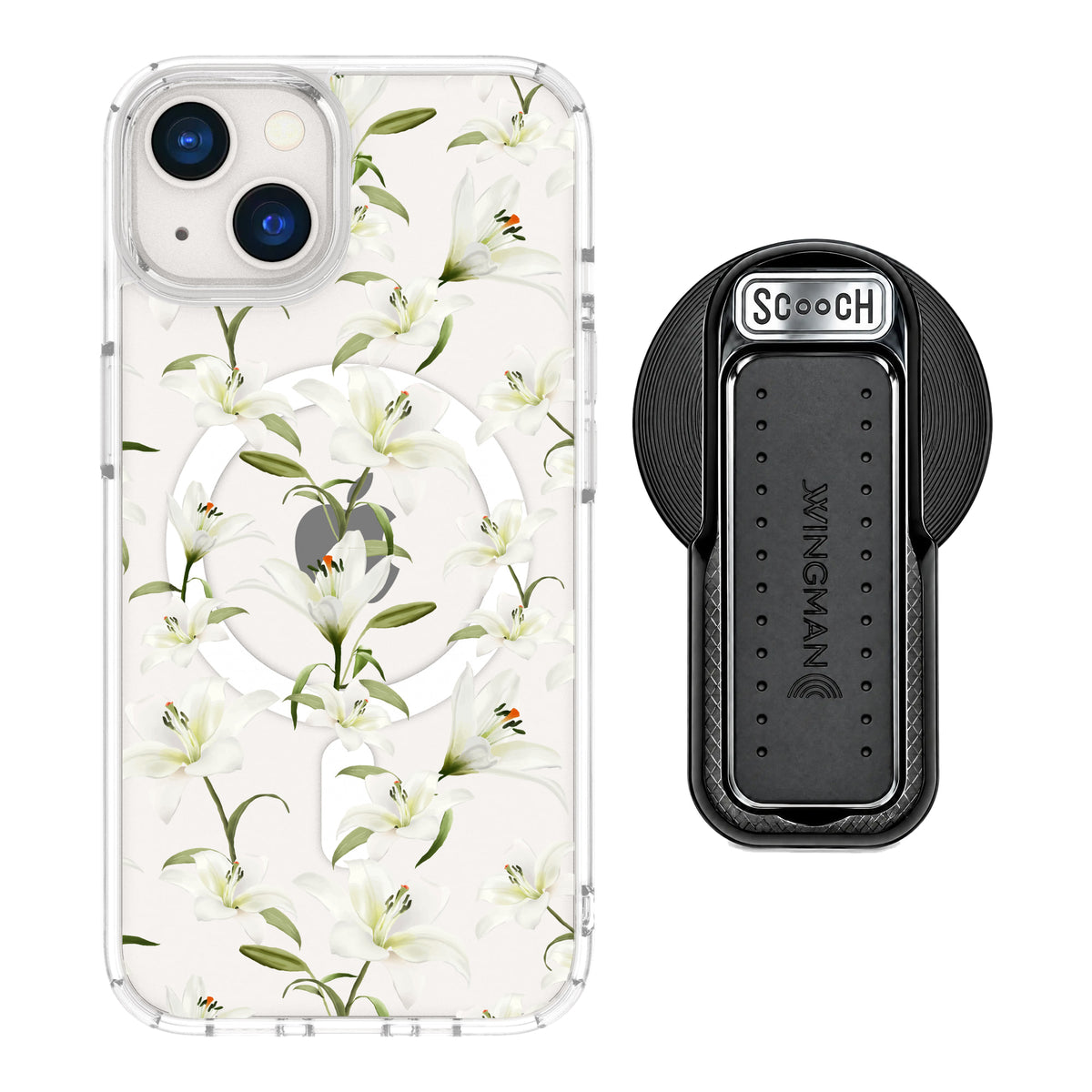 MagCase Lilies for iPhone 13 with Black Wingback for MagSafe