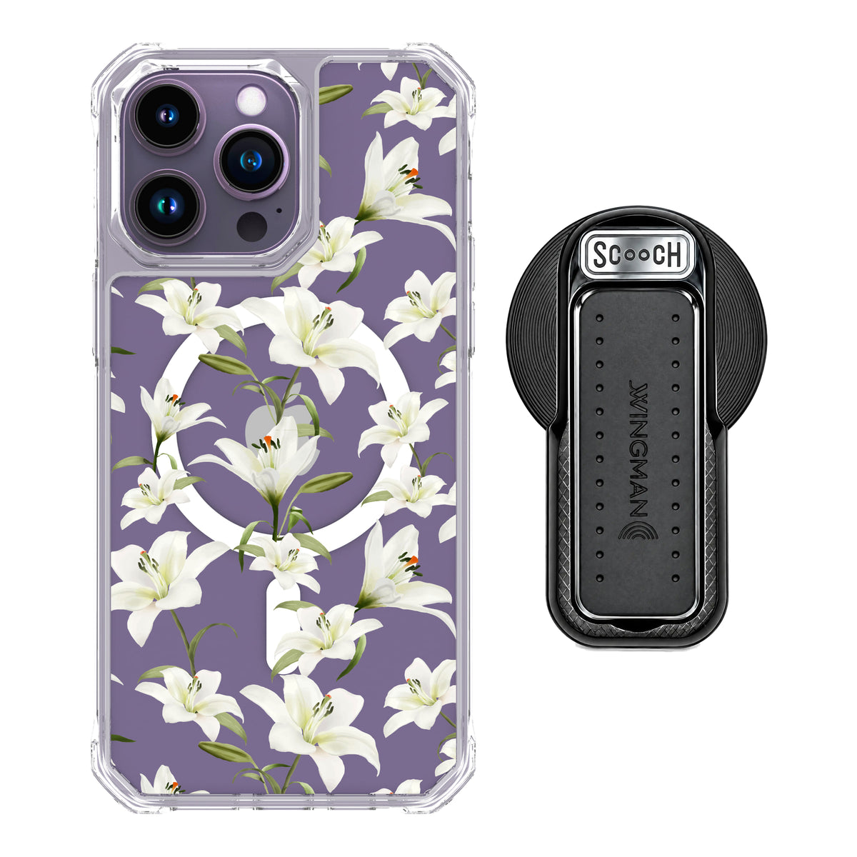 MagCase Lilies for iPhone 14 Pro Max with Black Wingback for MagSafe