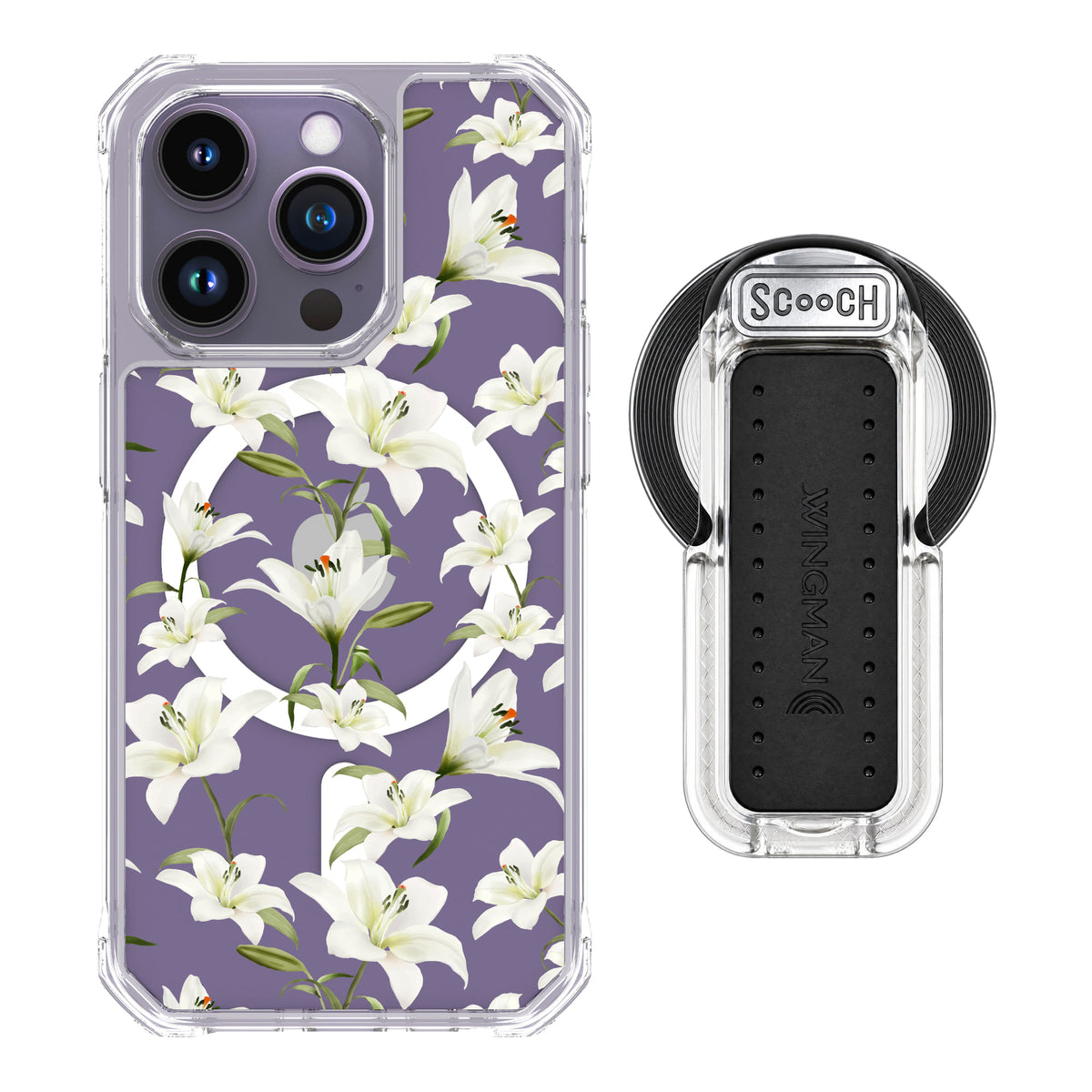 MagCase Lilies for iPhone 14 Pro with Clear Wingback for MagSafe