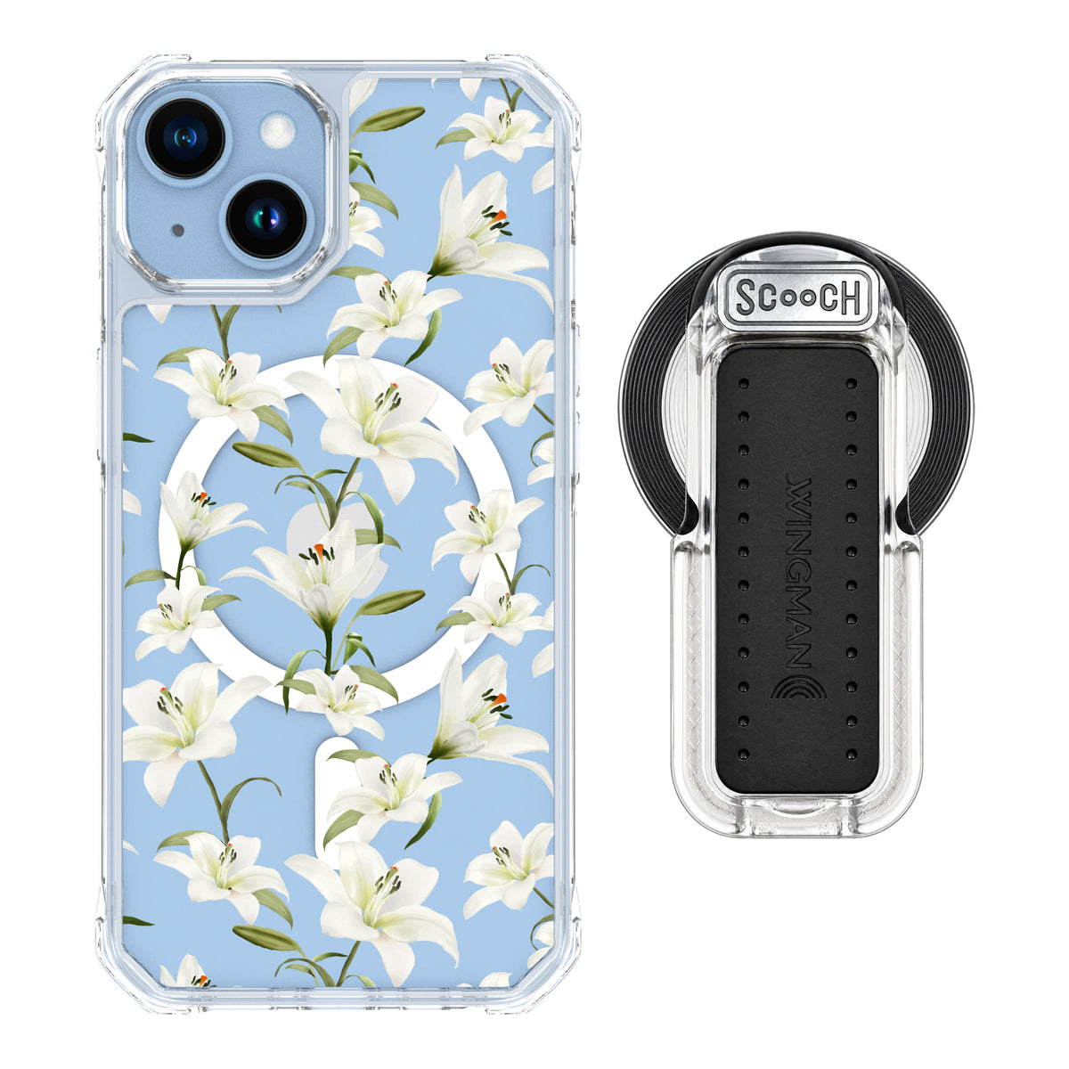MagCase Lilies for iPhone 14 with Clear Wingback for MagSafe