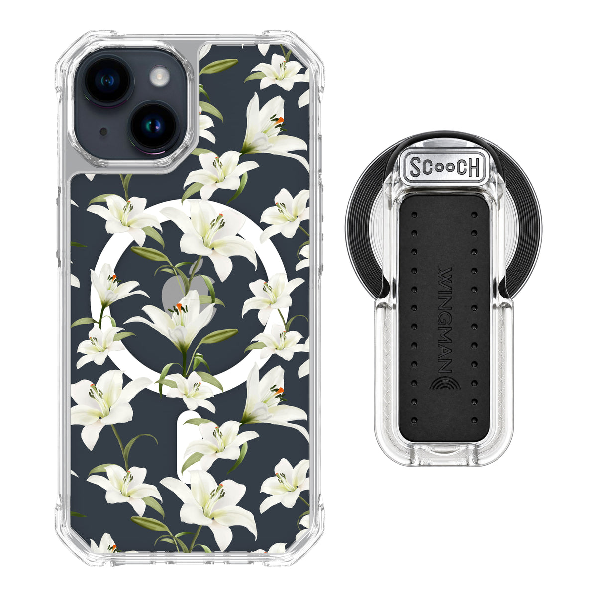 MagCase Lilies for iPhone 15 with Clear Wingback for MagSafe