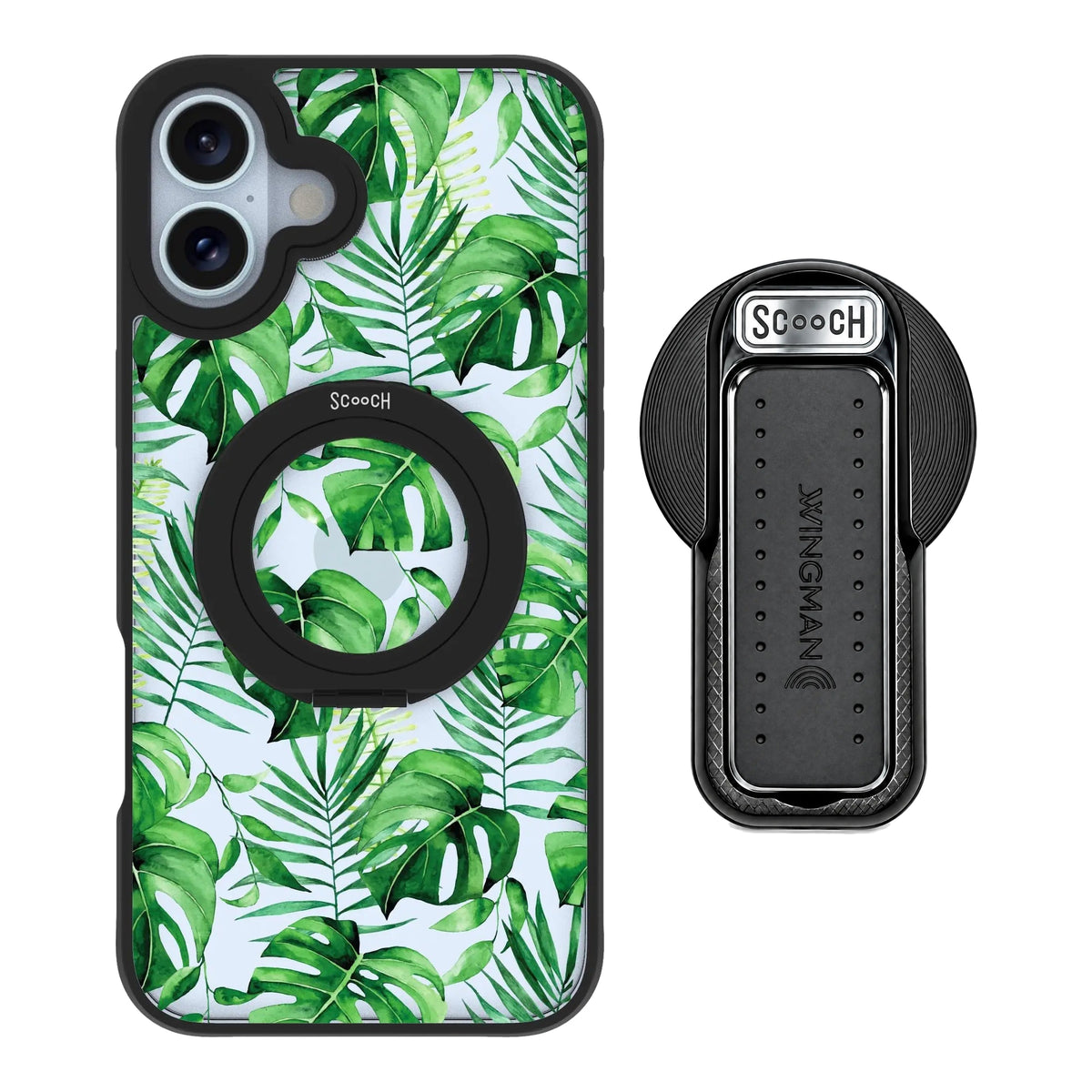 HaloCase Monstera for iPhone 16 Plus with Black Wingback for MagSafe
