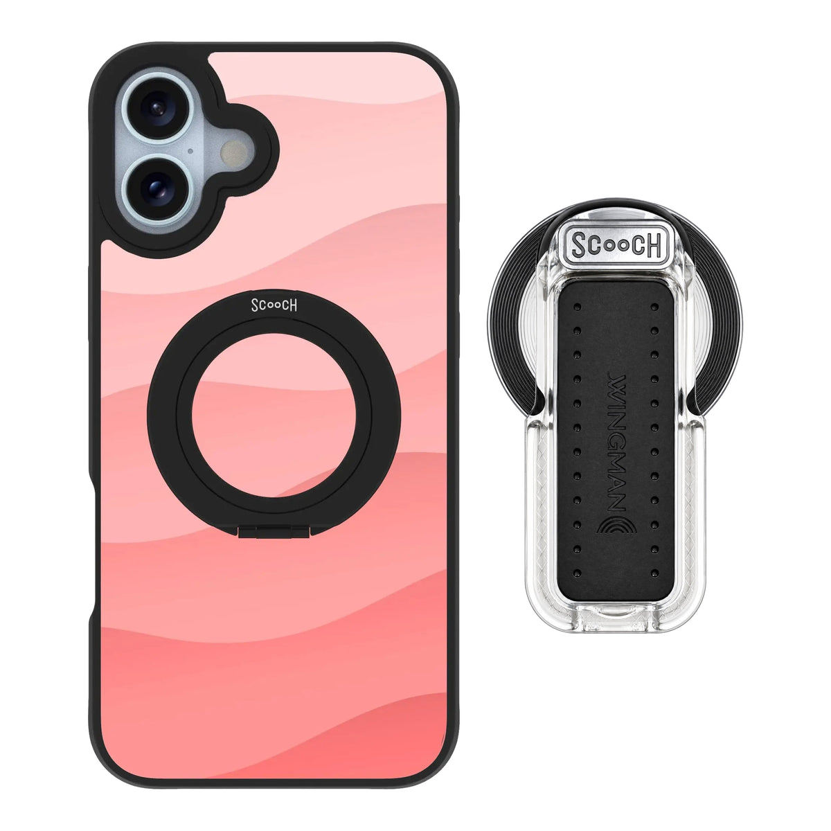 HaloCase Pink Waves for iPhone 16 Plus with Clear Wingback for MagSafe