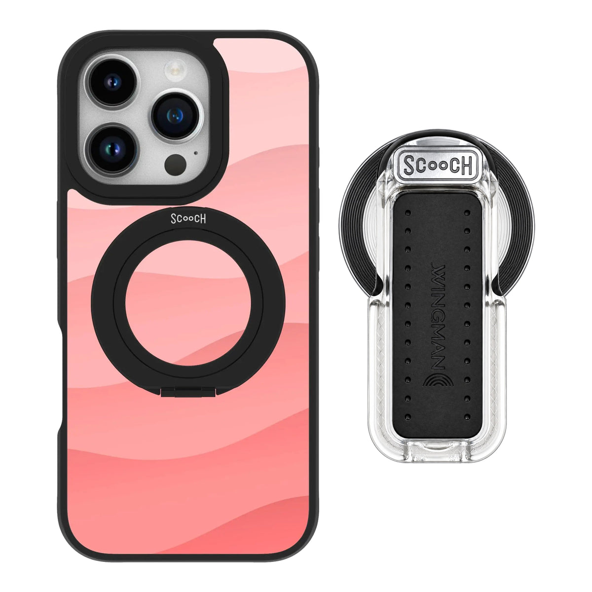 HaloCase Pink Waves for iPhone 16 Pro with Clear Wingback for MagSafe