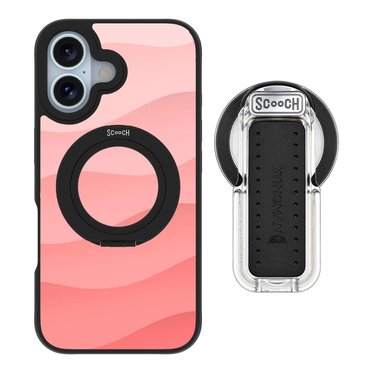 HaloCase Pink Waves for iPhone 16 with Clear Wingback for MagSafe