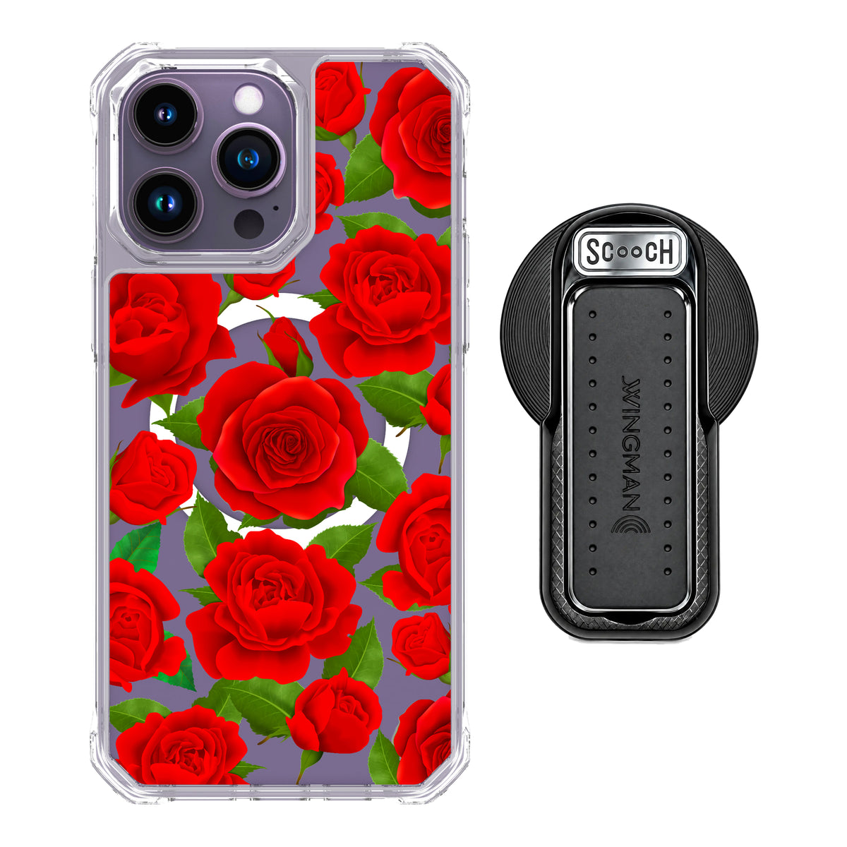 MagCase Rose Garden for iPhone 14 Pro Max with Black Wingback for MagSafe
