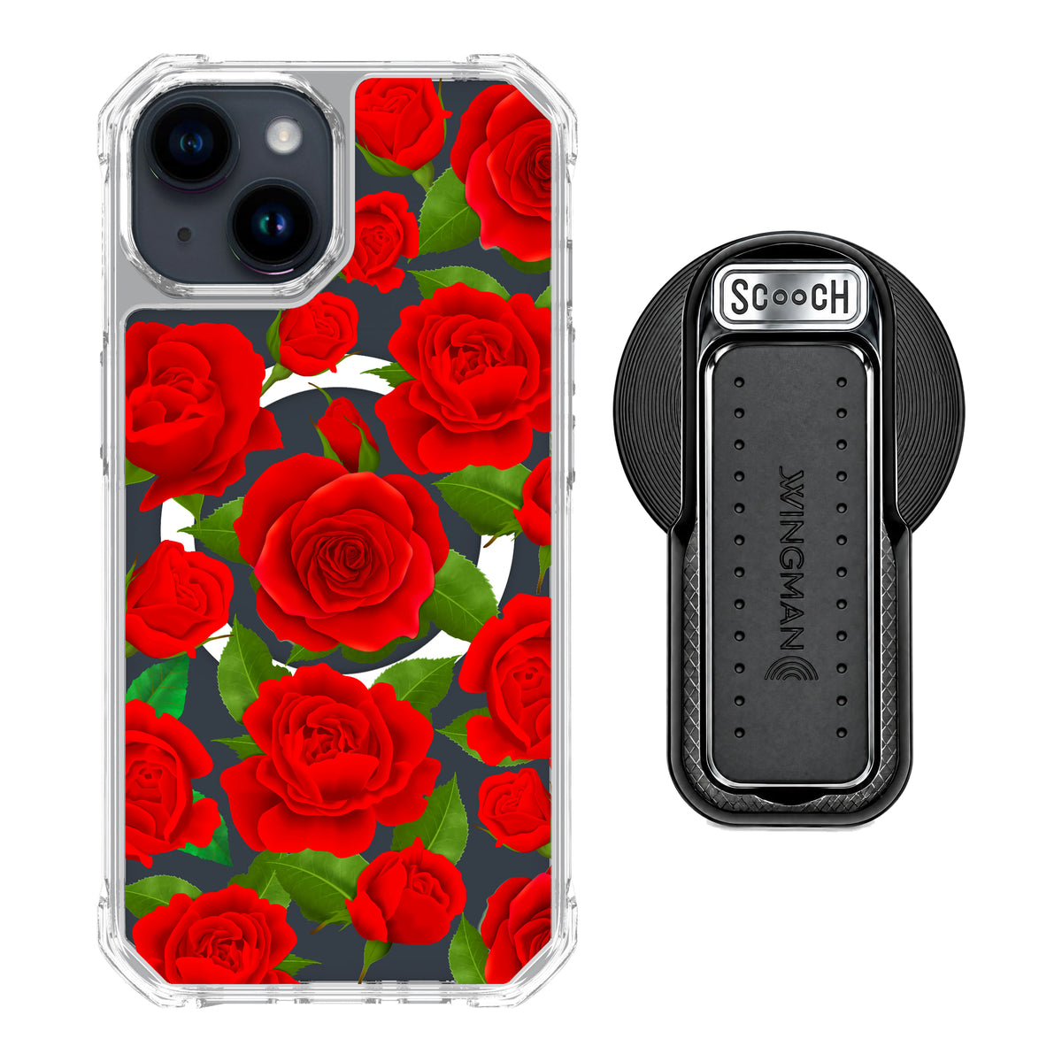 MagCase Rose Garden for iPhone 15 with Black Wingback for MagSafe