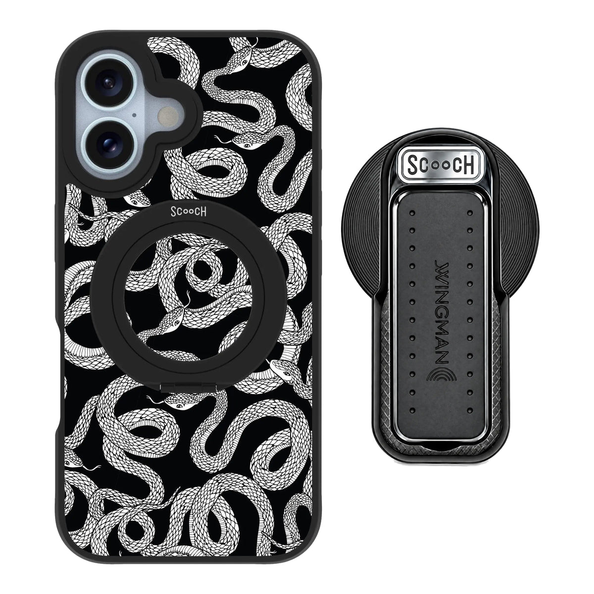 HaloCase Snakes for iPhone 16 with Black Wingback for MagSafe
