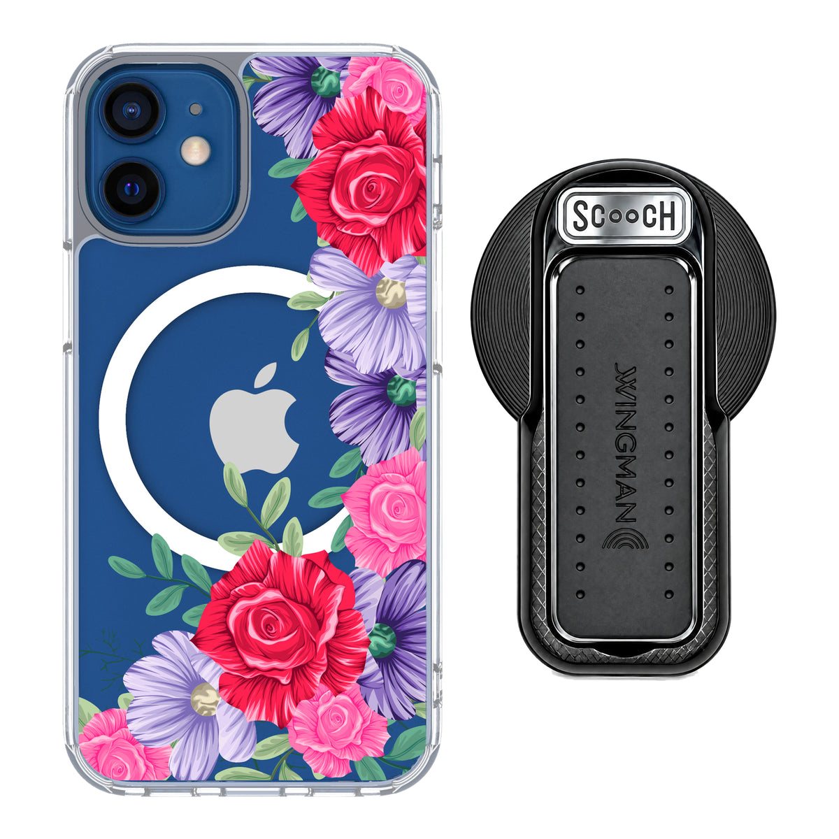 MagCase Spring Blossom for iPhone 12 mini with Black Wingback for MagSafe