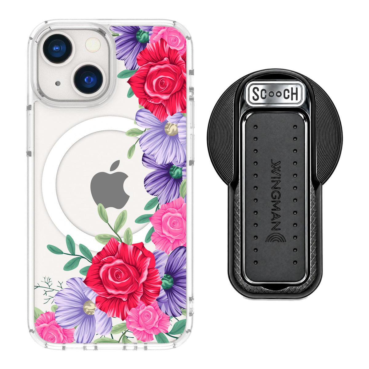 MagCase Spring Blossom for iPhone 13 mini with Black Wingback for MagSafe
