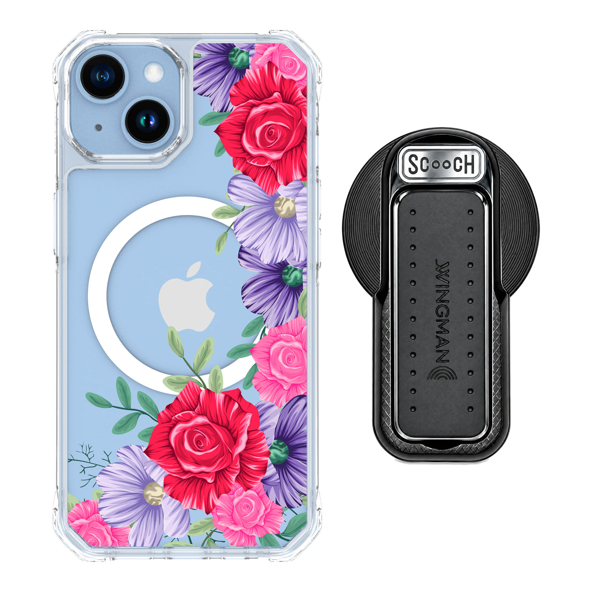 MagCase Spring Blossom for iPhone 14 with Black Wingback for MagSafe