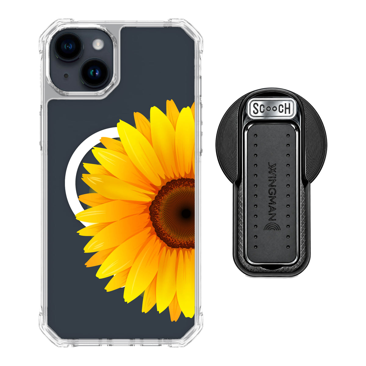 MagCase Sunflower for iPhone 15 Plus with Black Wingback for MagSafe