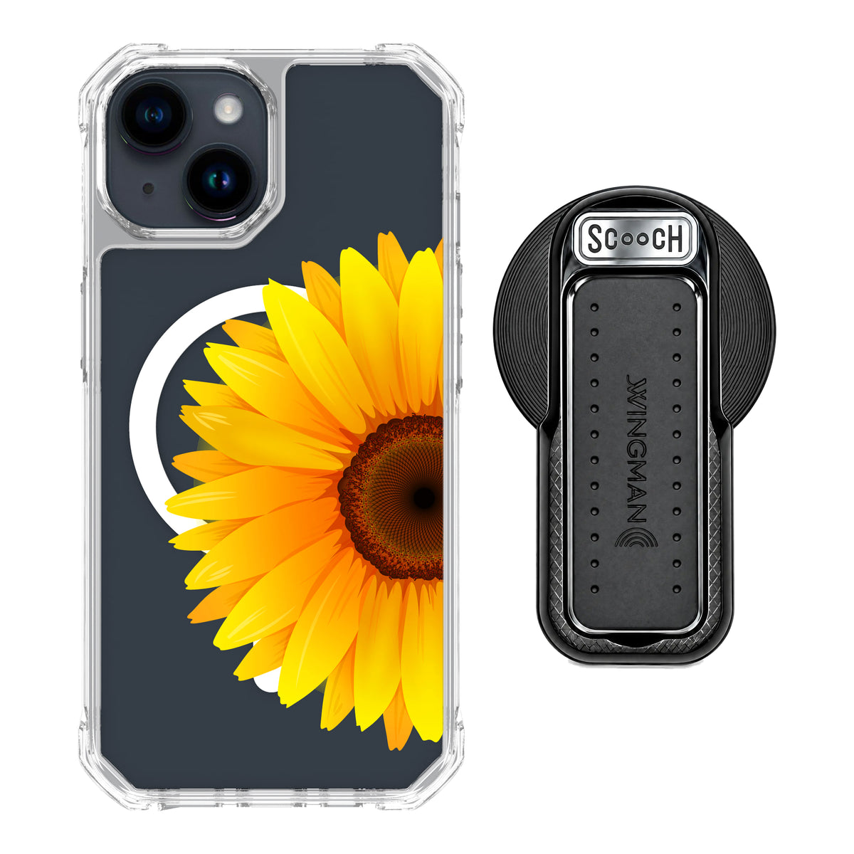 MagCase Sunflower for iPhone 15 with Black Wingback for MagSafe