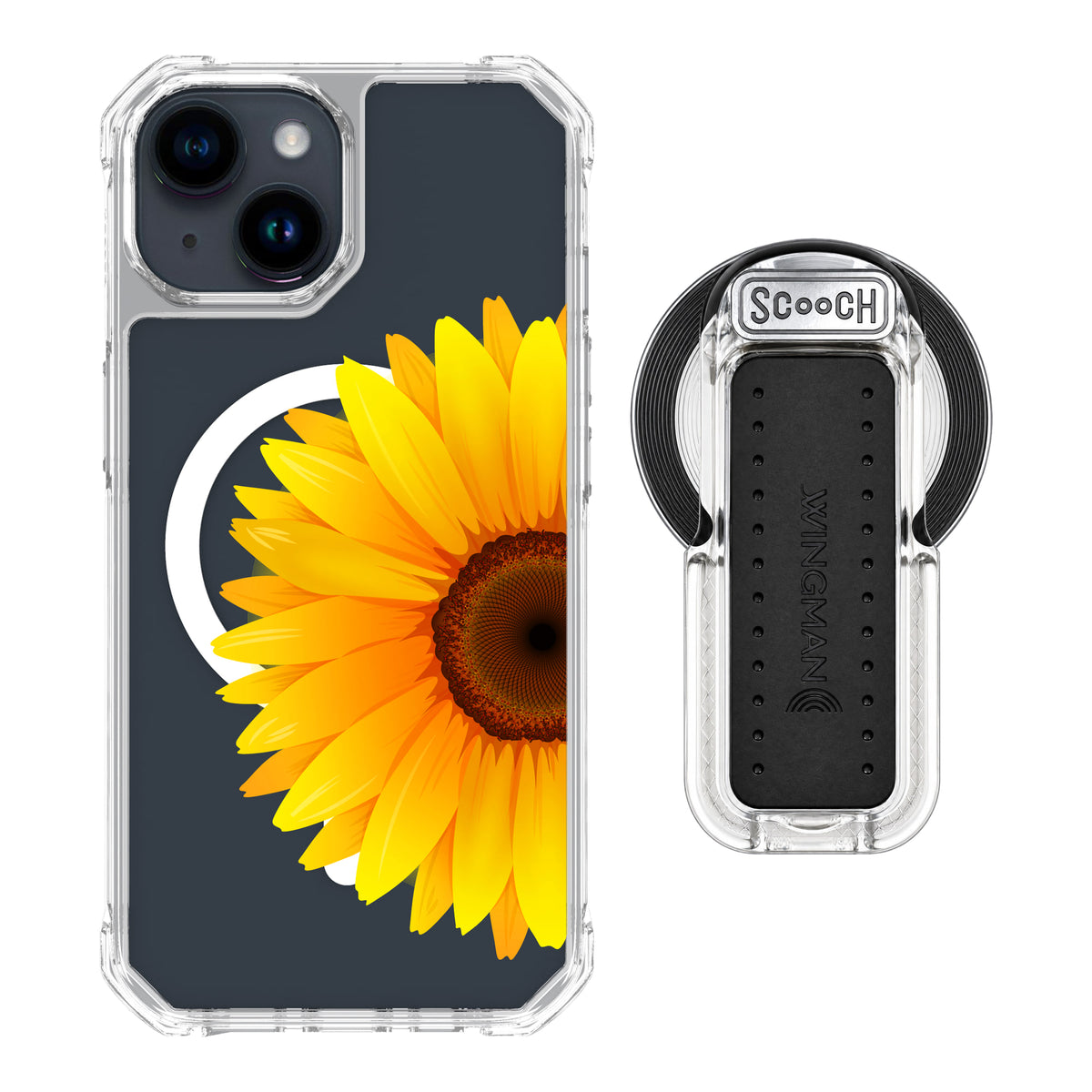MagCase Sunflower for iPhone 15 with Clear Wingback for MagSafe