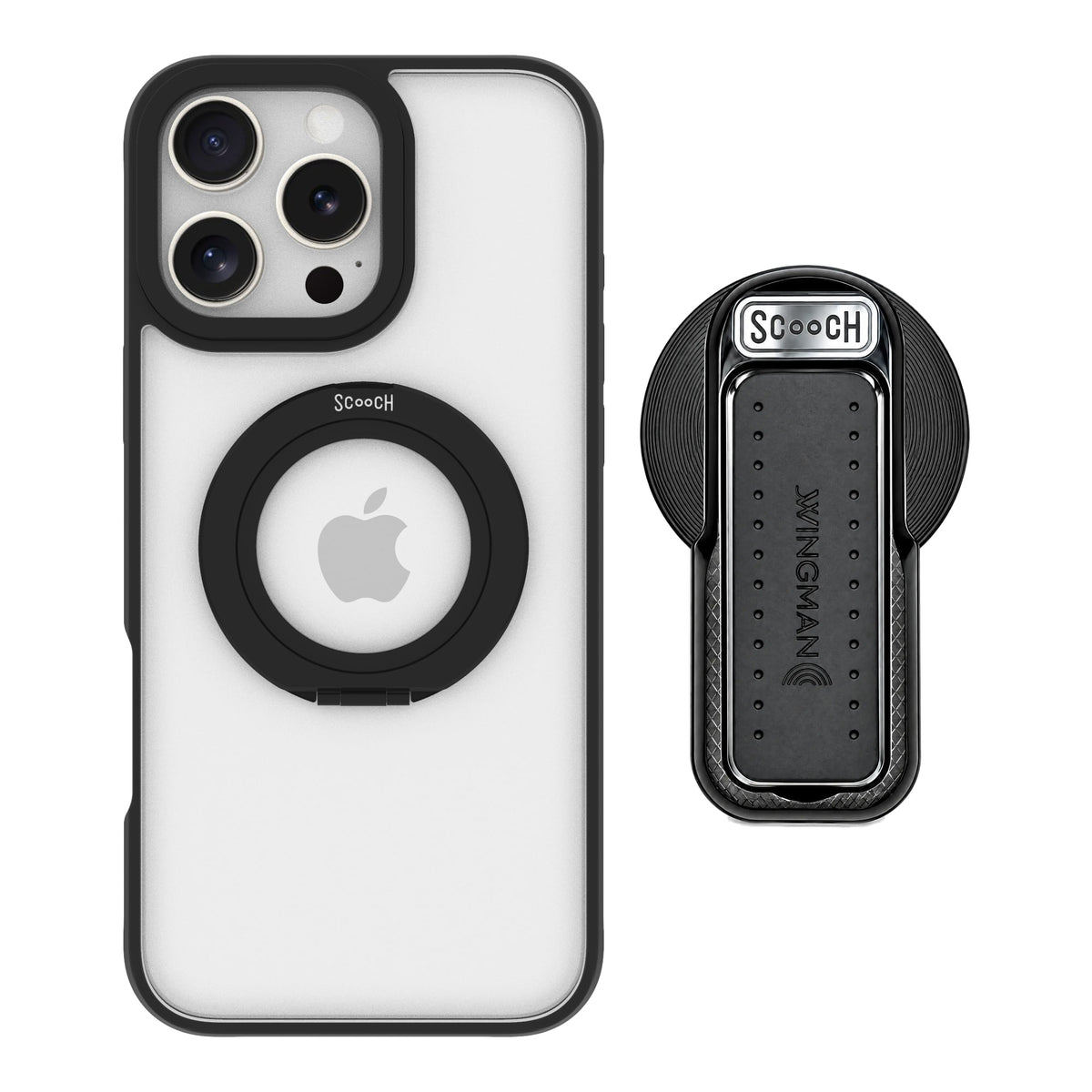 HaloCase Tuxedo Clear for iPhone 16 Pro Max with Black Wingback for MagSafe