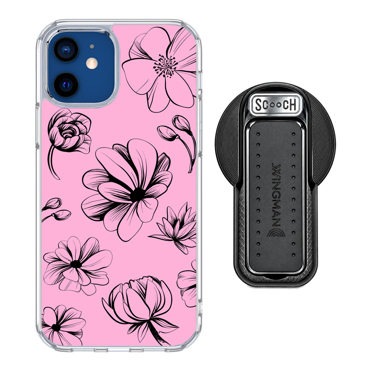 MagCase Vintage Flowers for iPhone 12 with Black Wingback for MagSafe