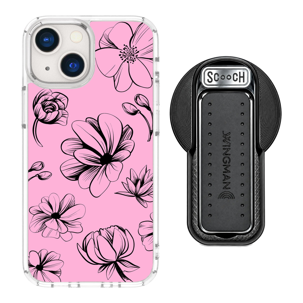 MagCase Vintage Flowers for iPhone 13 mini with Black Wingback for MagSafe