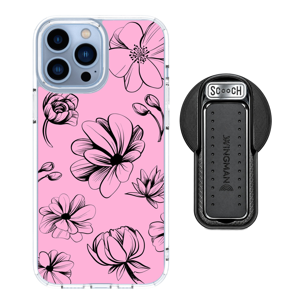 MagCase Vintage Flowers for iPhone 13 Pro Max with Black Wingback for MagSafe