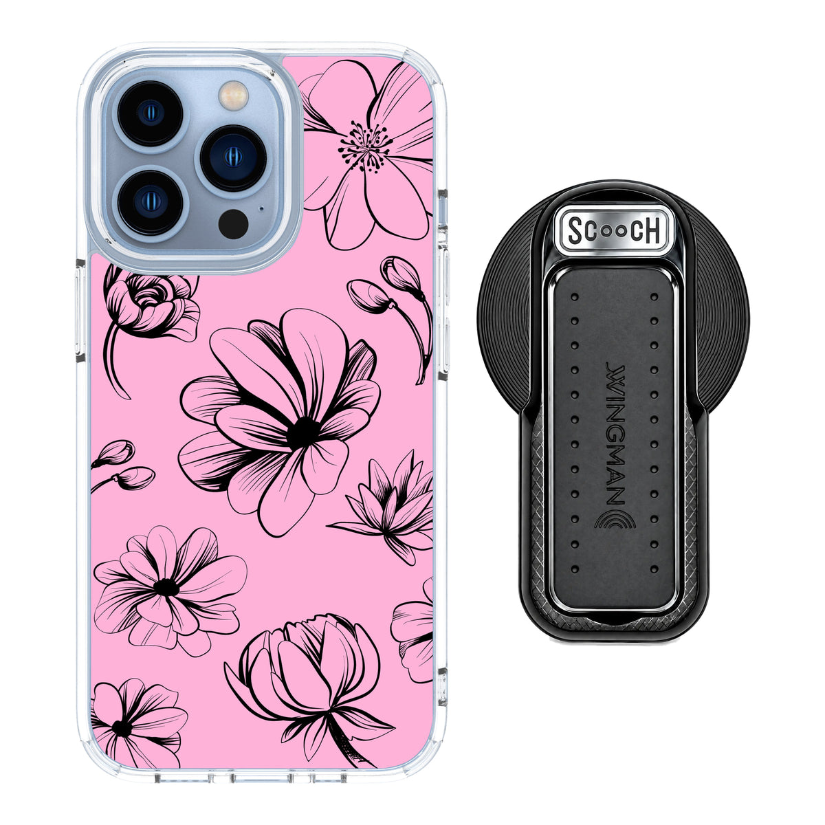 MagCase Vintage Flowers for iPhone 13 Pro with Black Wingback for MagSafe
