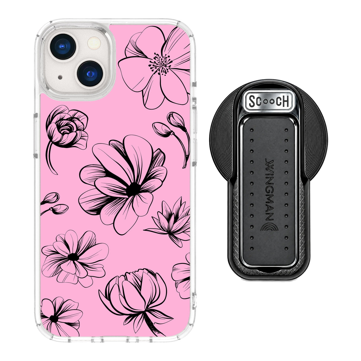 MagCase Vintage Flowers for iPhone 13 with Black Wingback for MagSafe