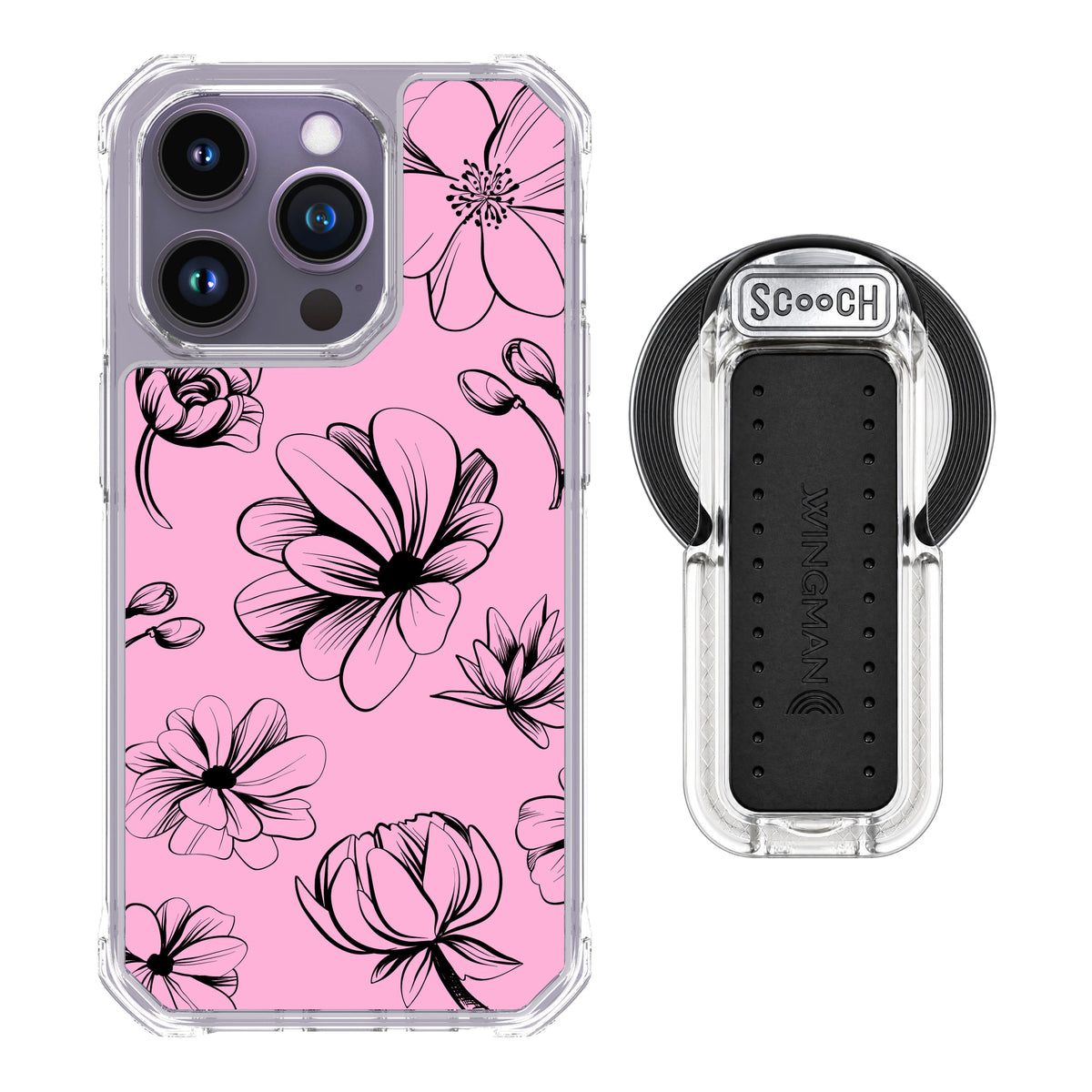 MagCase Vintage Flowers for iPhone 14 Pro with Clear Wingback for MagSafe