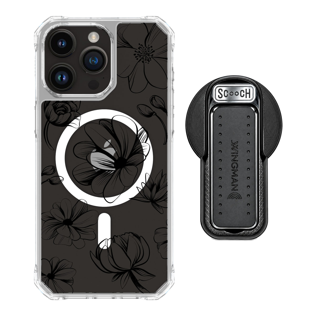 MagCase Vintage Flowers for iPhone 15 Pro Max with Black Wingback for MagSafe