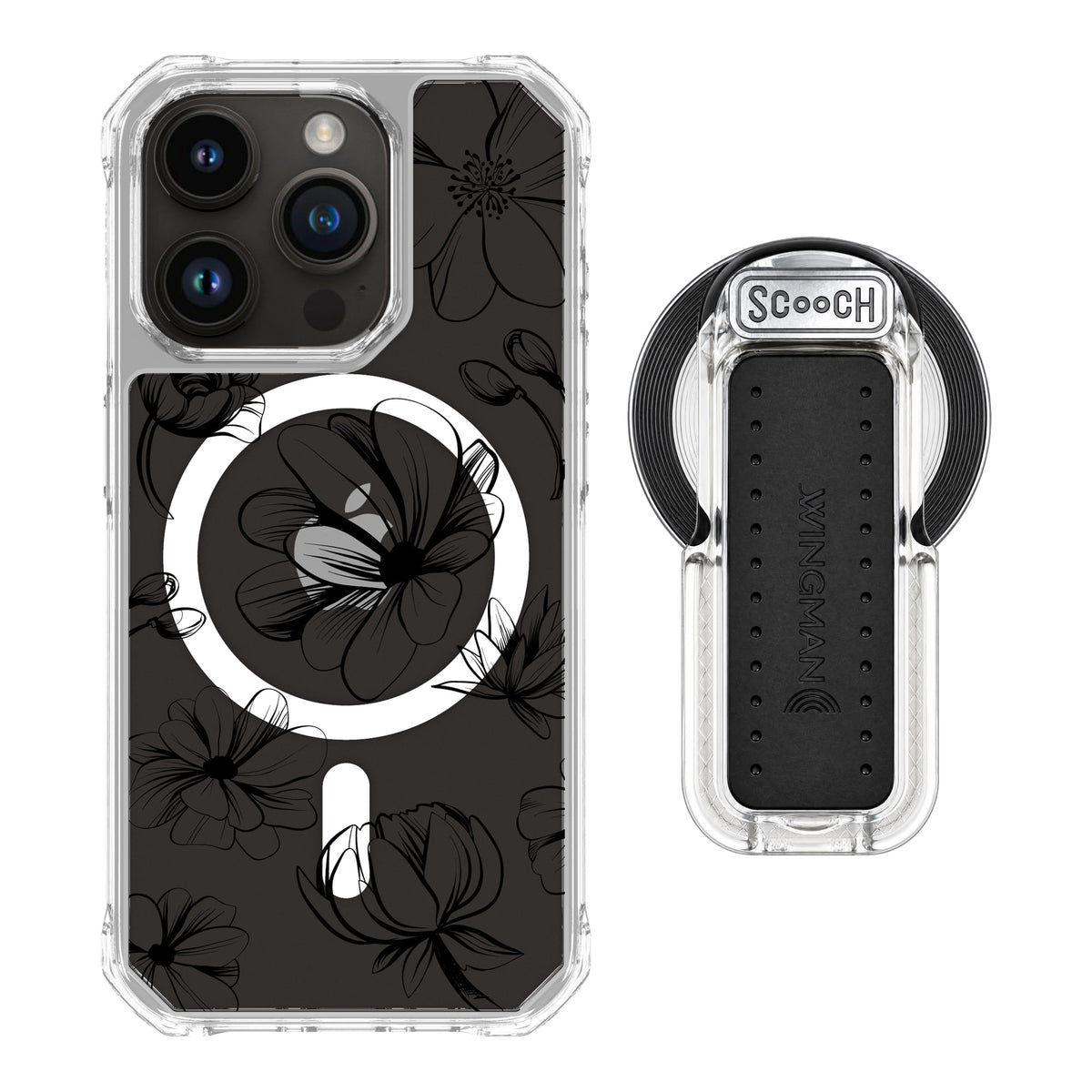 MagCase Vintage Flowers for iPhone 15 Pro with Clear Wingback for MagSafe