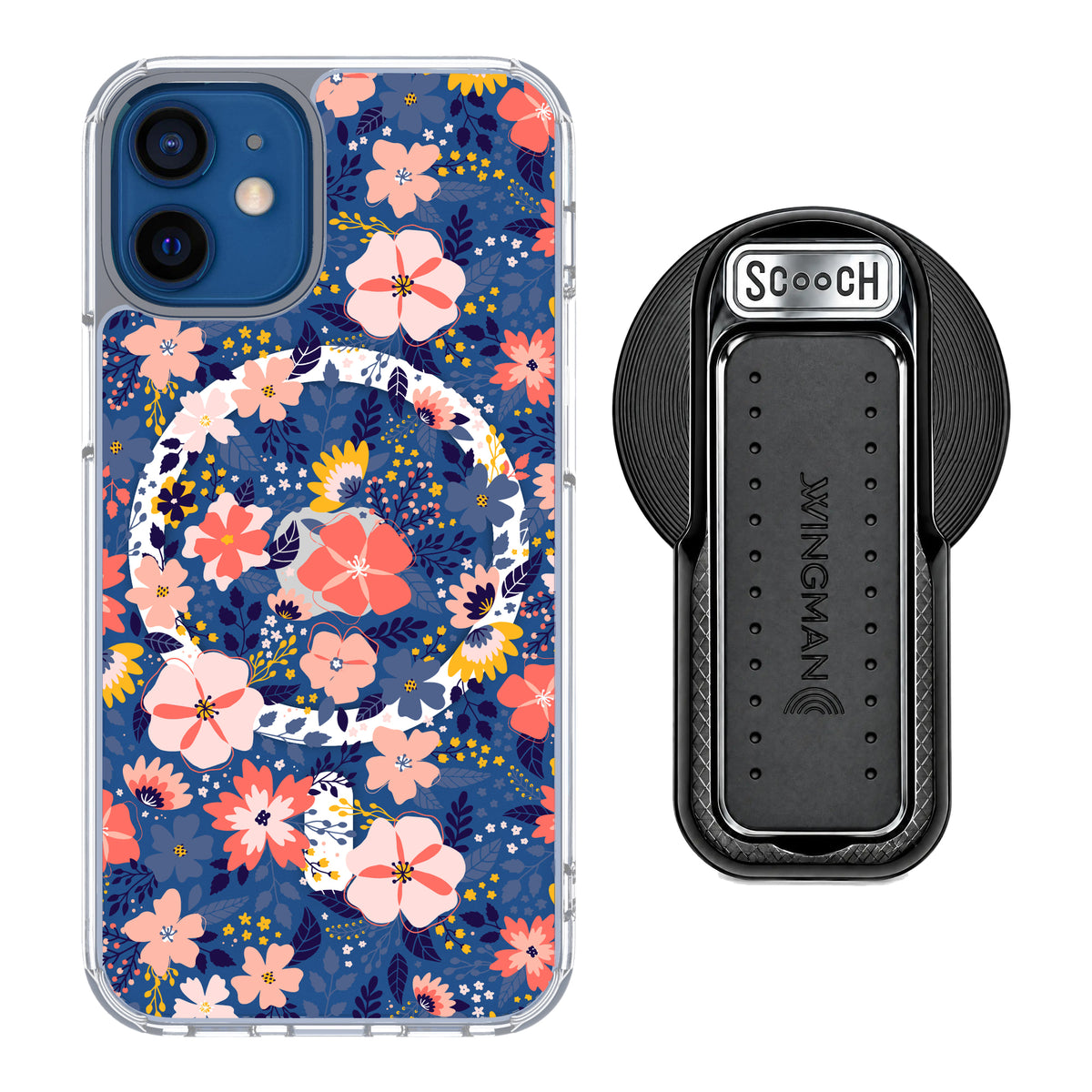 MagCase Wildflowers for iPhone 12 mini with Black Wingback for MagSafe