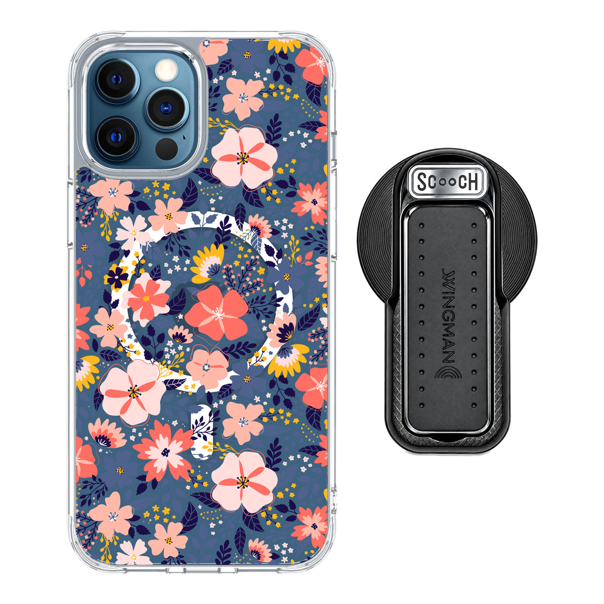 MagCase Wildflowers for iPhone 12 Pro Max with Black Wingback for MagSafe