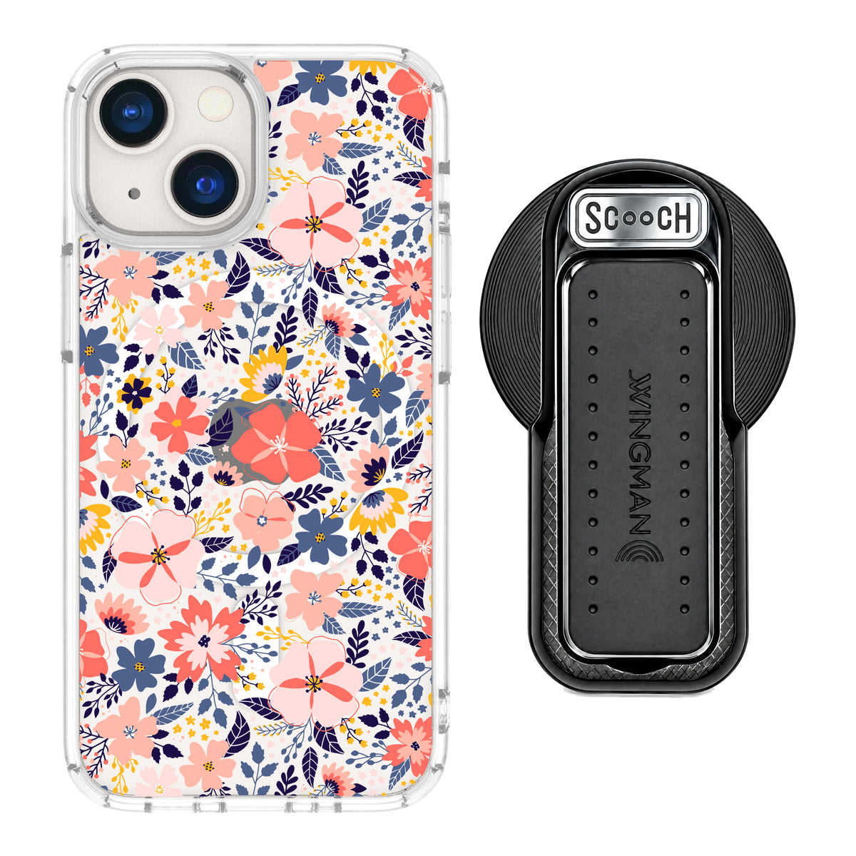 MagCase Wildflowers for iPhone 13 mini with Black Wingback for MagSafe