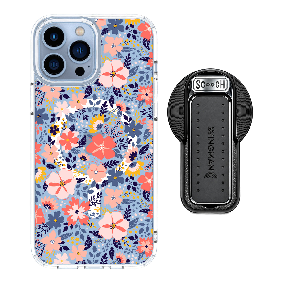 MagCase Wildflowers for iPhone 13 Pro Max with Black Wingback for MagSafe