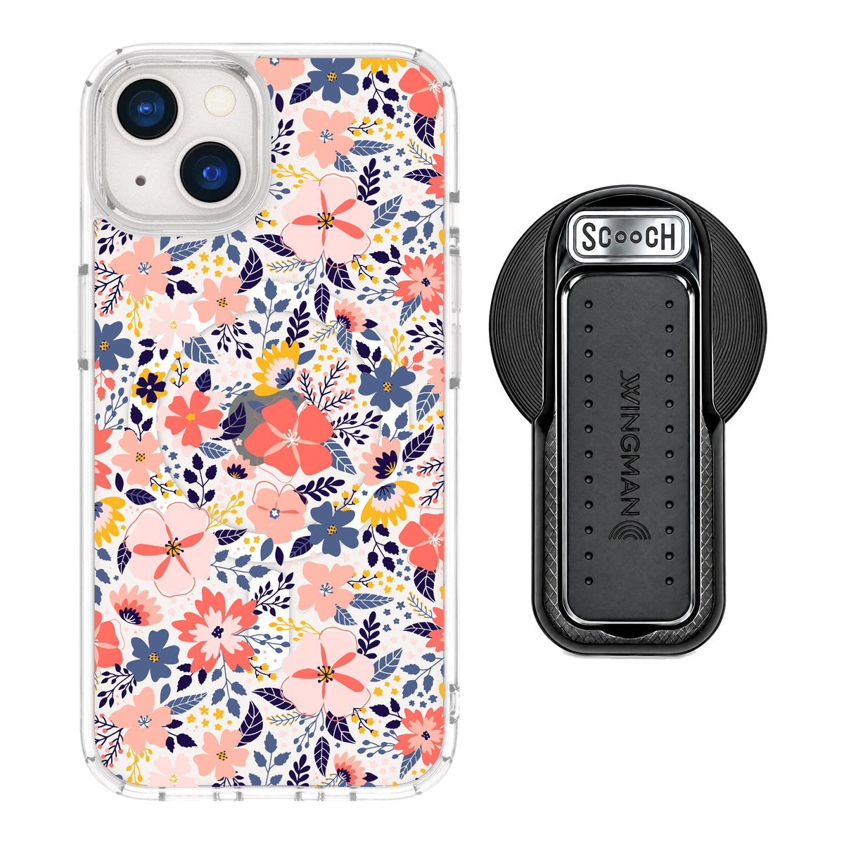 MagCase Wildflowers for iPhone 13 with Black Wingback for MagSafe