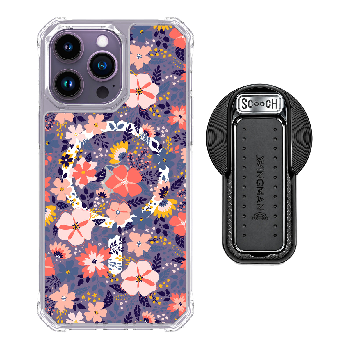 MagCase Wildflowers for iPhone 14 Pro Max with Black Wingback for MagSafe