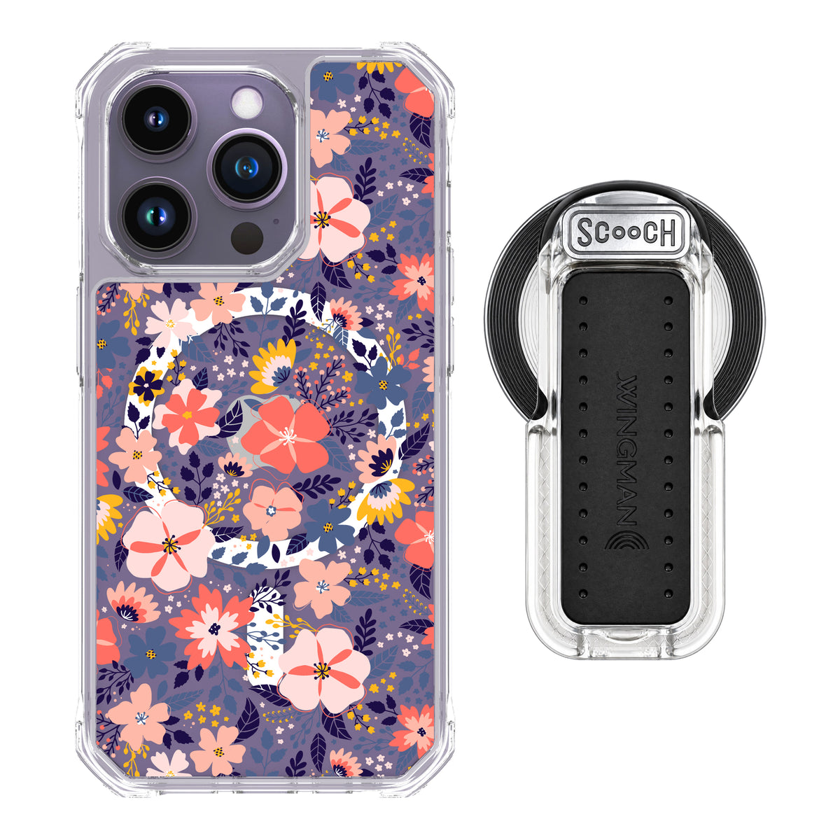 MagCase Wildflowers for iPhone 14 Pro with Clear Wingback for MagSafe