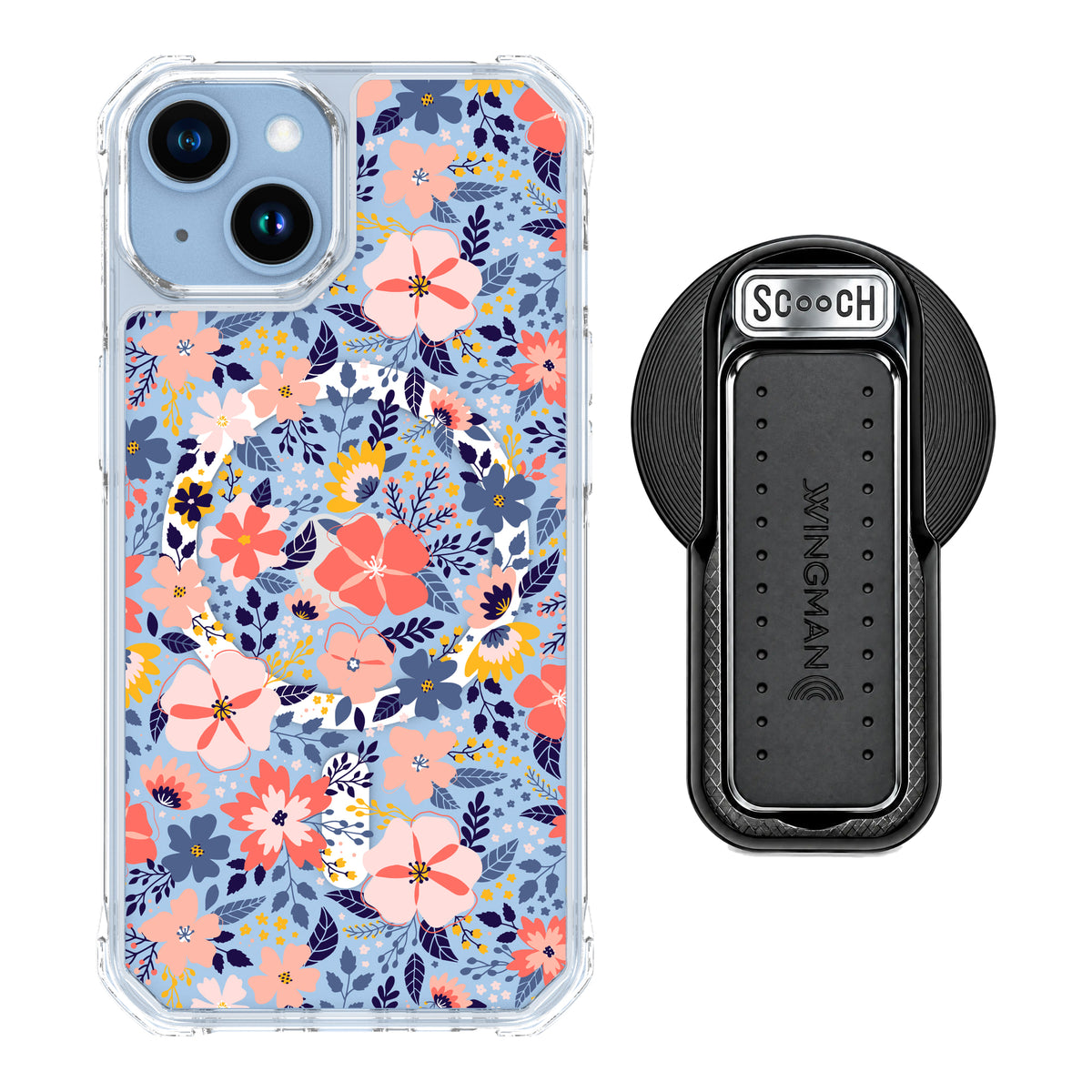 MagCase Wildflowers for iPhone 14 with Black Wingback for MagSafe