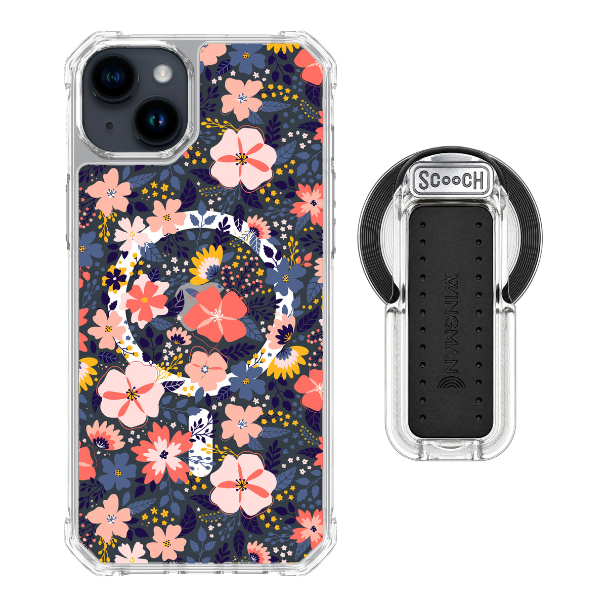 MagCase Wildflowers for iPhone 15 Plus with Clear Wingback for MagSafe
