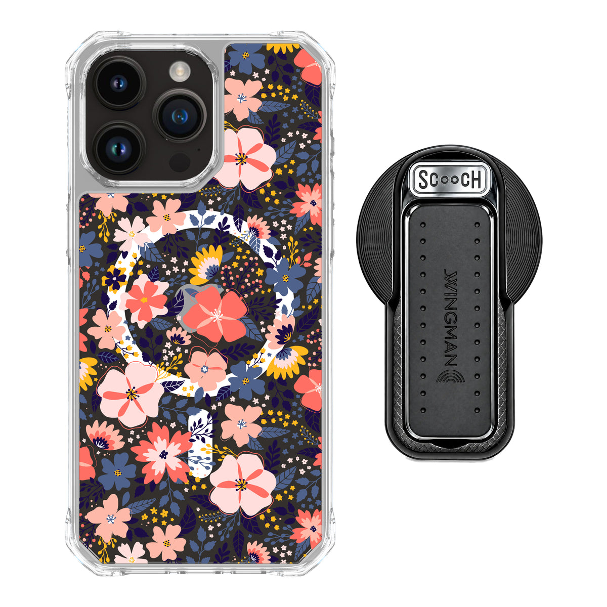 MagCase Wildflowers for iPhone 15 Pro Max with Black Wingback for MagSafe