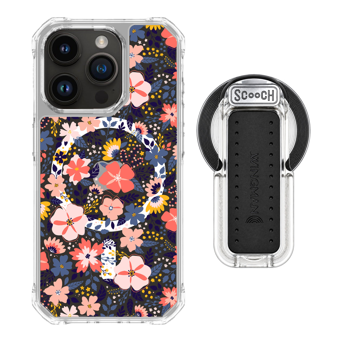 MagCase Wildflowers for iPhone 15 Pro with Clear Wingback for MagSafe