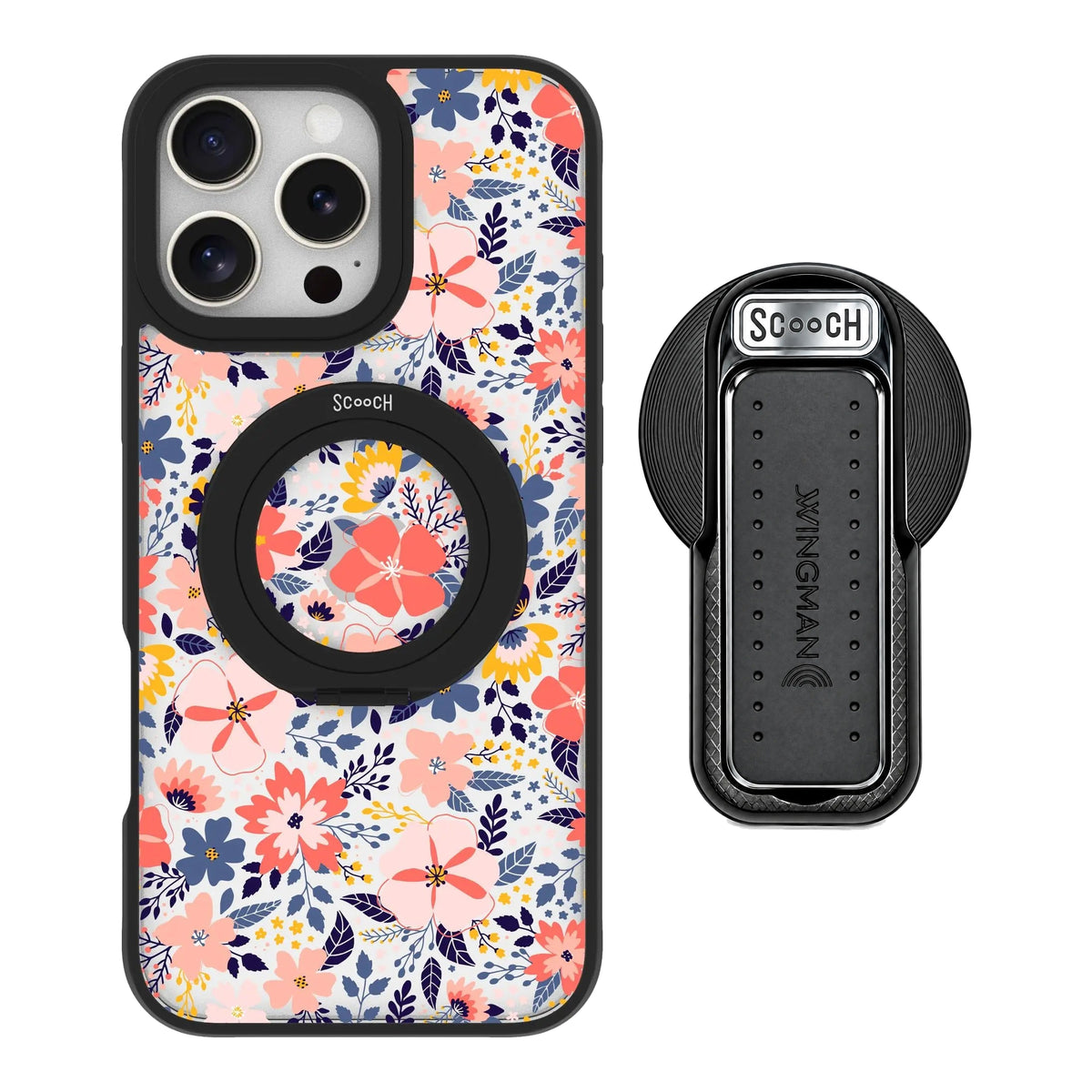 HaloCase Wildflowers for iPhone 16 Pro Max with Black Wingback for MagSafe