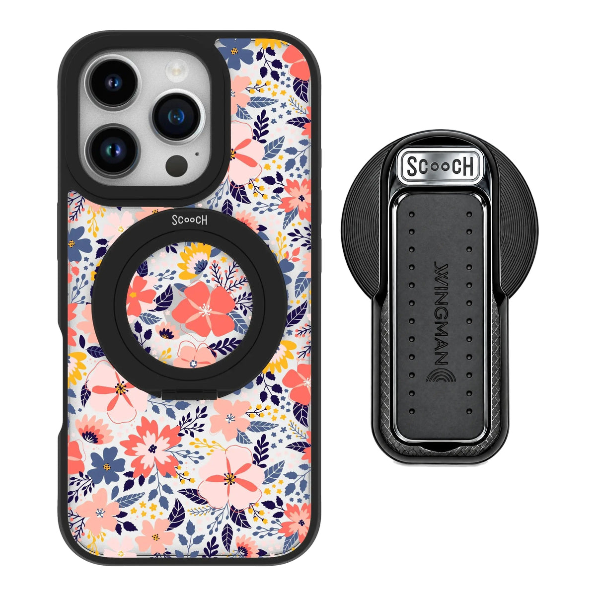 HaloCase Wildflowers for iPhone 16 Pro with Black Wingback for MagSafe