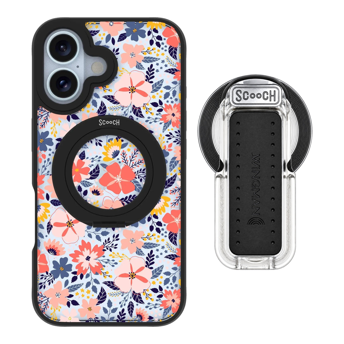HaloCase Wildflowers for iPhone 16 with Clear Wingback for MagSafe